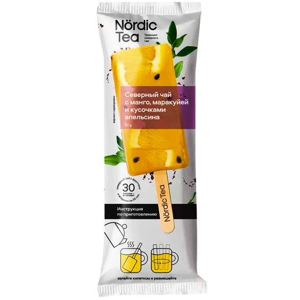 “NORDIC TEA” drink concentrate frozen northern tea with mango, passion fruit and orange slices “NORDIC TEA” drink concentrate frozen northern tea with mango, passion fruit and orange slices